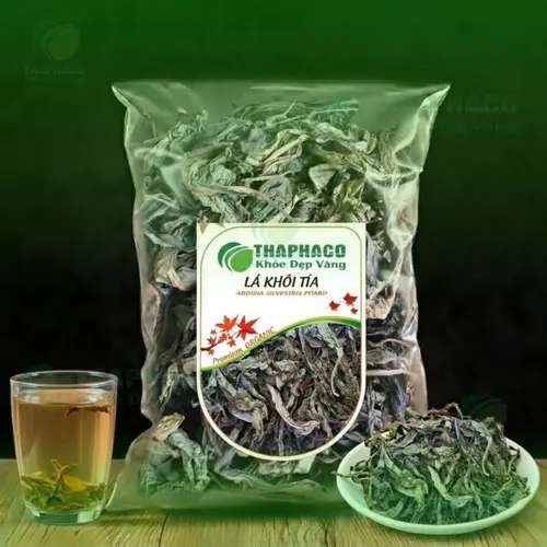 Cận cảnh lá khôi tía với mặt dưới màu tía đặc trưng