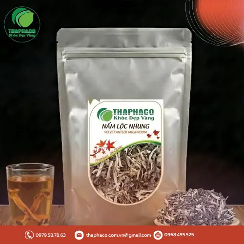 Nấm lộc nhung khô có hình dáng đặc trưng giống sừng hươu non