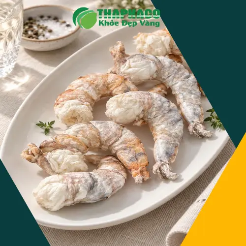 Ngâm tôm sấy thăng hoa với nước ấm để hoàn nguyên